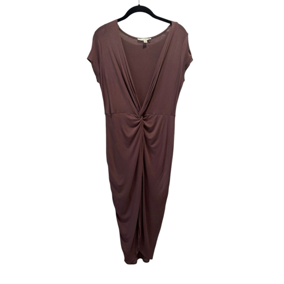 Women's Haute Monde Brown Twist Front Midi Dress Size L - Picture 1 of 5